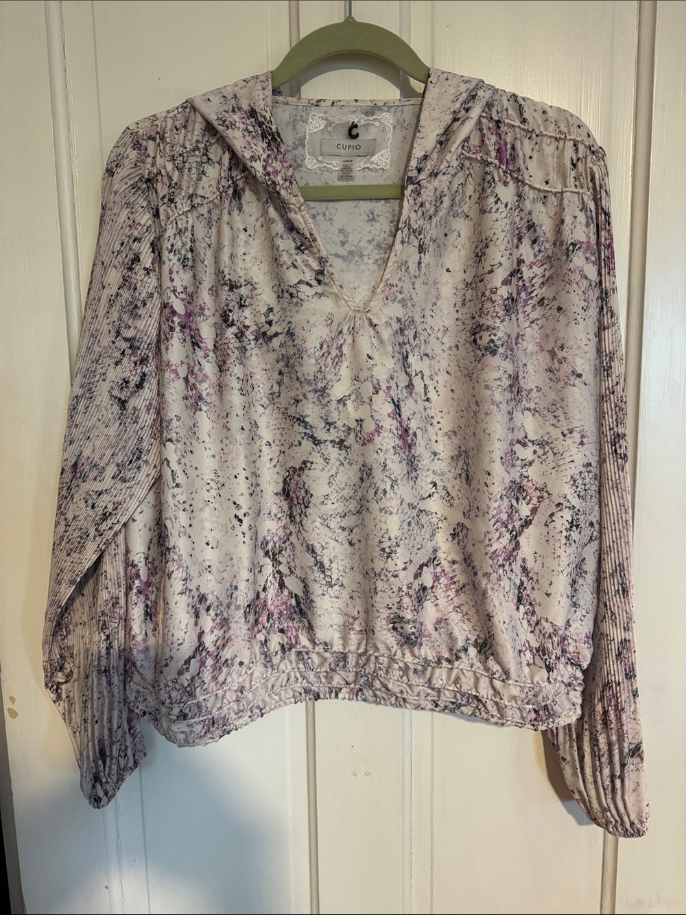 Cupio Lavender Marble Print Hooded Sweatshirt